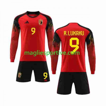 Completo Calcio Belgio R.LUKAKU 9 Bambino Divisa Prima Mondiali 2022 ML